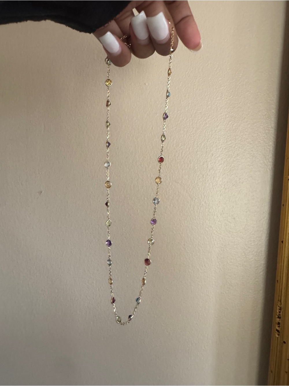Gold Multi-Gemstone Station Necklace - Women Jewelry